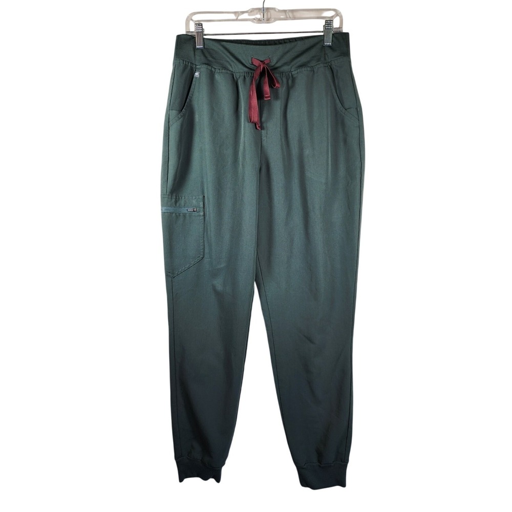 FIGS Womens L Tall HW Zamora Jogger Scrub Pants Green Cargo Athleisure Utility